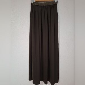 ZARA Green Pleated Maxi Pencil Skirt